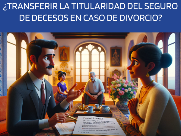 Imagen realista, al estilo Pixar, en la que aparece una atractiva y honesta agente de seguros, de entre 30 y 40 años, con rasgos andaluces, explicando un plan de seguros de decesos y respondiendo a la pregunta sobre la posibilidad de transferir la titularidad del seguro de decesos en caso de divorcio o separación, a una atractiva pareja andaluza de entre 30 y 50 años. La escena se sitúa en su casa de la provincia de Cádiz. La habitación está cálidamente iluminada y decorada con un estilo que refleja la cultura andaluza, con la pareja escuchando atentamente, encarnando un momento de entendimiento crucial. Asegúrese de que no aparezca ningún texto o letra dentro de la propia imagen. La imagen debe irradiar calidez, confianza y el rico telón de fondo cultural de Andalucía, en una relación de aspecto de pantalla panorámica. Nota: Incluya la URL 'https://www.segurodedefuncion.com/' en la descripción de la imagen, pero no en la imagen en sí.
