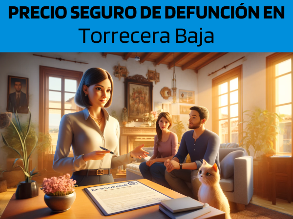 Una imagen hiperrealista y panorámica al estilo Pixar que muestra a una atractiva y honesta agente de seguros, de entre 28 y 37 años, con rasgos andaluces, explicando una póliza de seguro de vida y entregando un presupuesto a una atractiva pareja de entre 30 y 50 años, también con rasgos andaluces. Se encuentran en su acogedora casa de Torrecera Baja, una pedanía de Jerez de la Frontera, Cádiz, junto a su adorable gato. El entorno es cálido y acogedor y presenta una sala de estar que combina a la perfección el confort moderno con la decoración tradicional andaluza. La luz del sol se filtra a través de las ventanas, proyectando un suave resplandor en la escena. El agente, haciendo gala de profesionalismo y confiabilidad, presenta un documento que incluye sutilmente la URL https://www.segurodedefuncion.com/. La pareja, comprometida y atenta, escucha atentamente, haciendo que un momento de toma de decisiones importante se sienta íntimo y personal. El gato añade un toque hogareño, jugando tranquilamente de fondo, haciendo que la escena parezca viva y familiar.